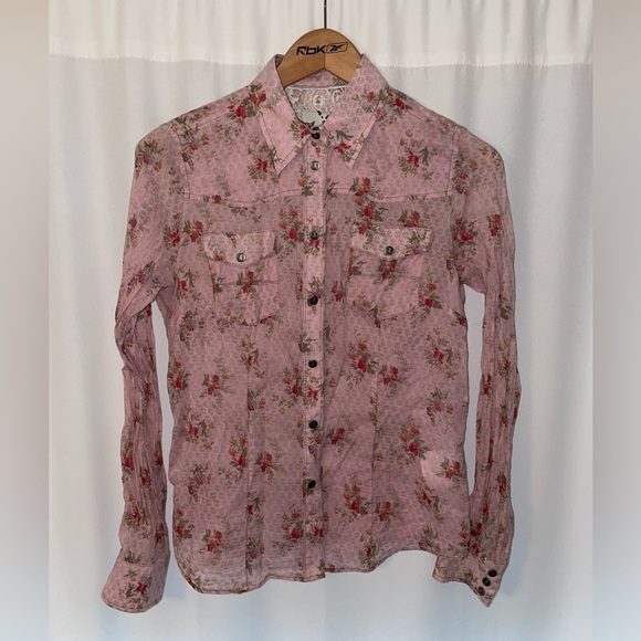 Frieda & Freddies New York floral button down shirt long sleeve women’s size 38 - Picture 1 of 5